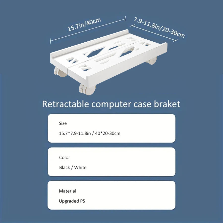 Adjustable Mobile PC Tower Stand with Wheels under Desk CPU Holder Adjustable Stable Mobile Computer Host Stand for Home Office - Shoppiline