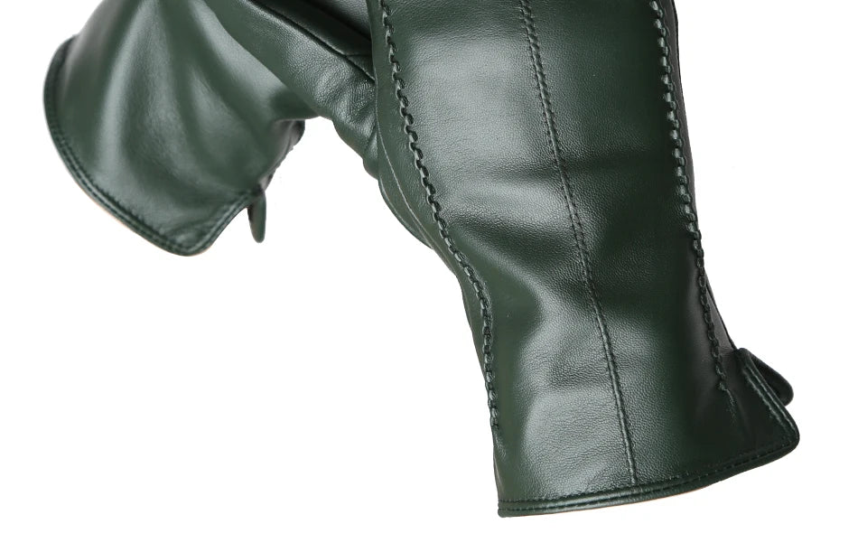 Women's sheepskin gloves winter warm plus velvet short thin touch screen driving color women's leather gloves good quality -2226