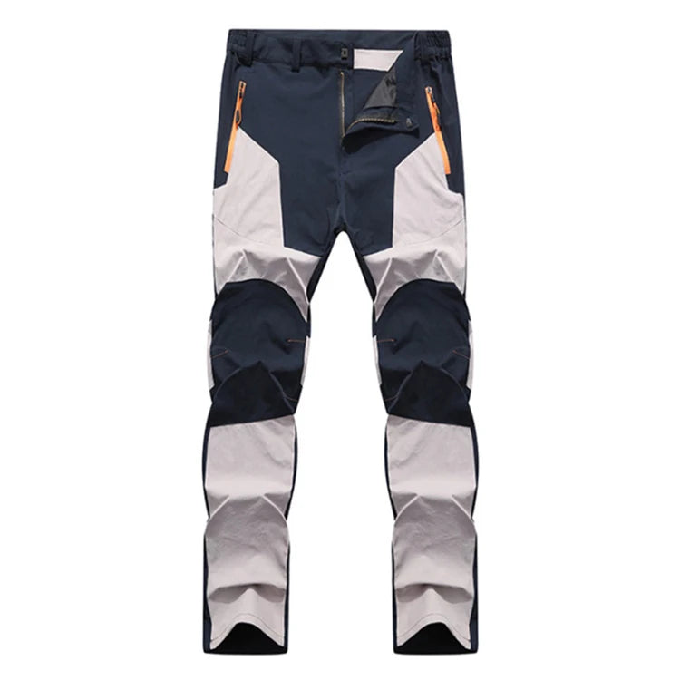 TRVLWEGO Men Summer Hiking Pants Wear-resistant Water Splash Prevention Quick Dry UV Proof Elastic Thin Camping Trousers