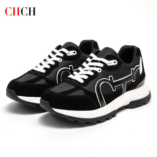 CHCH Women Tennis Shoes New Leather Splicing Student Sports Shoes