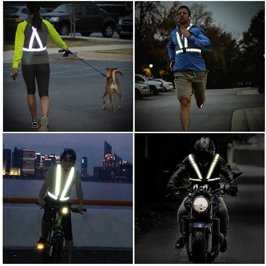 Adjustable Lightweight Reflective Vest for Outdoor Night Walking Biking Safety Gear Waterproof Running Safety Vests with Straps