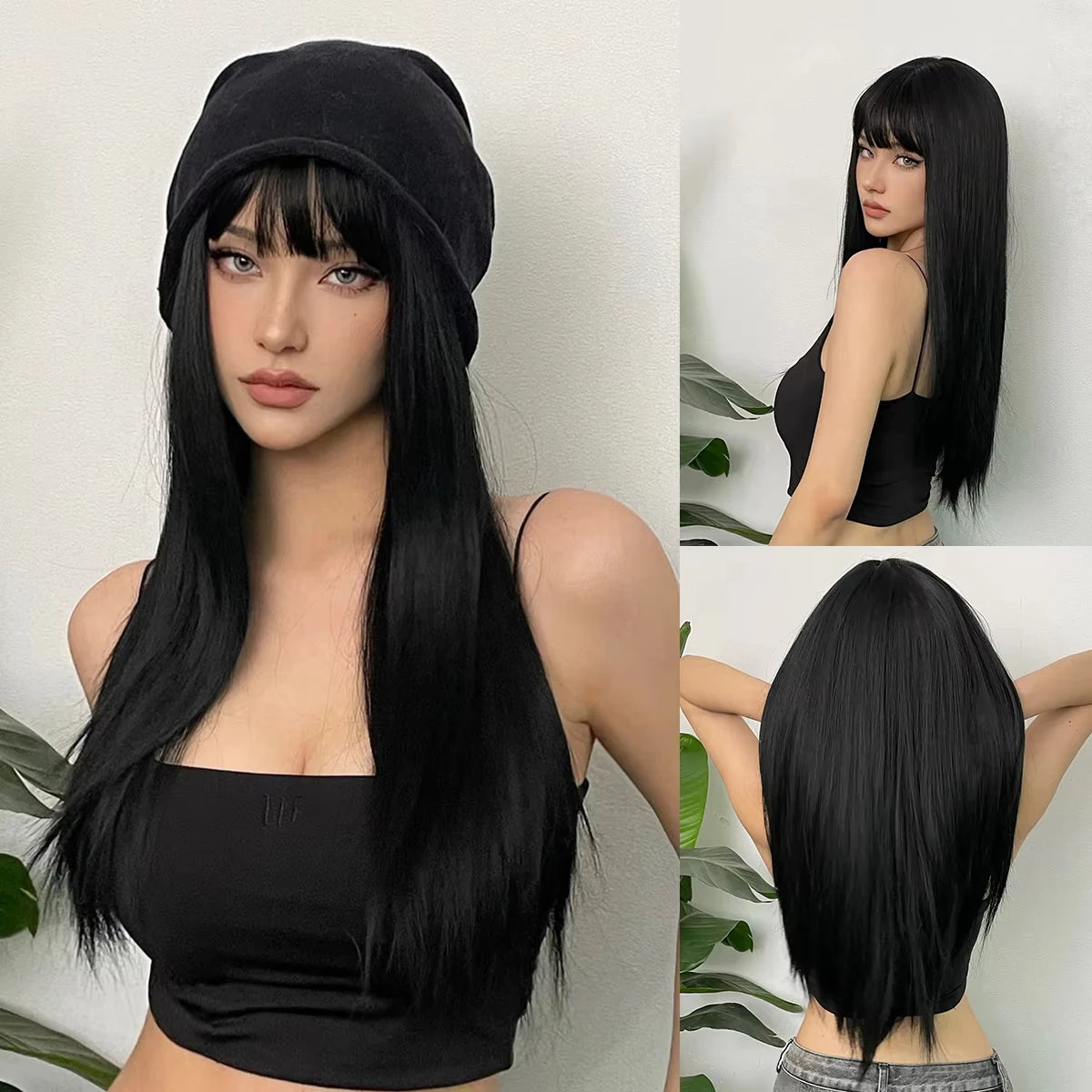 White Long Straight Synthetic Wigs for Women Colorful Cosplay Party Fake Hair with Bangs White Wig HighTemperature