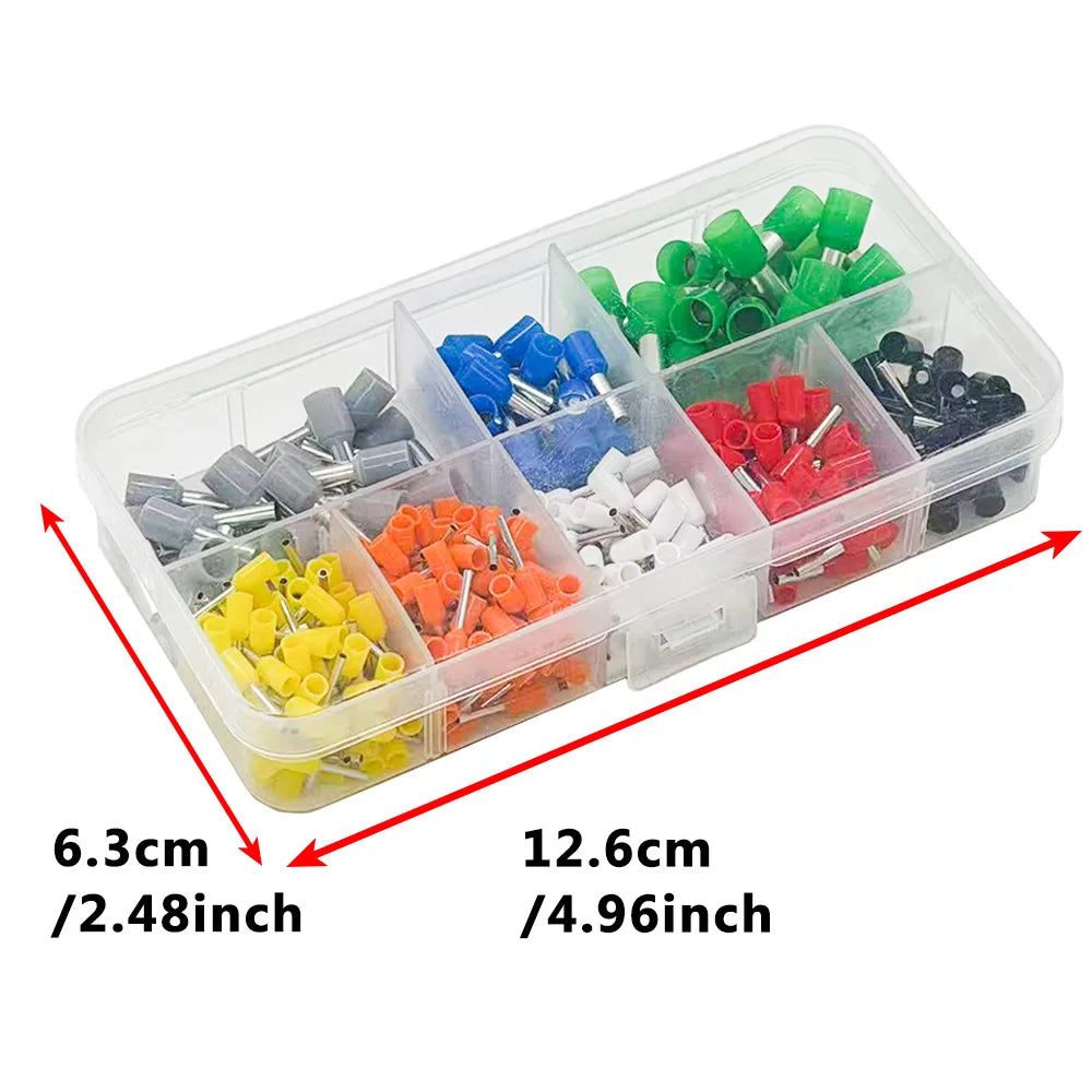 400PCS Box,VE Tubular Crimp Terminals,Wire Insulated Terminator,Block Cord End Connector,Electrical Tube Terminal