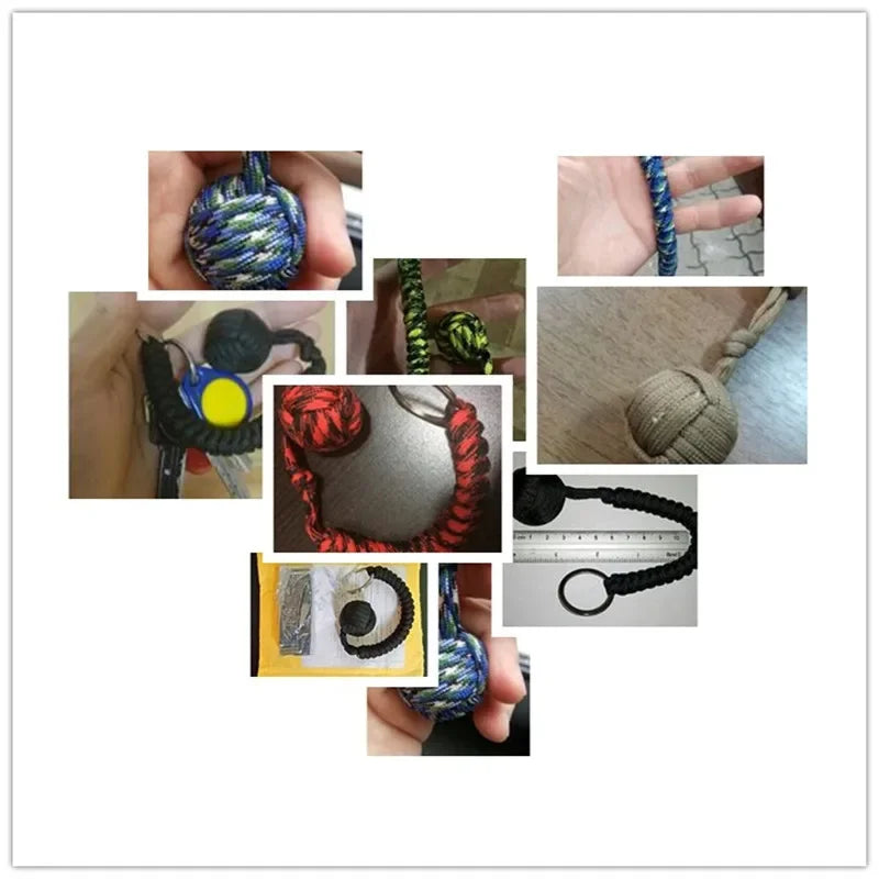 Black Monkey Fist Steel Ball Key Chain for Girls - Outdoor Security Protection Self Defense Lanyard for Bearing Broken Windows