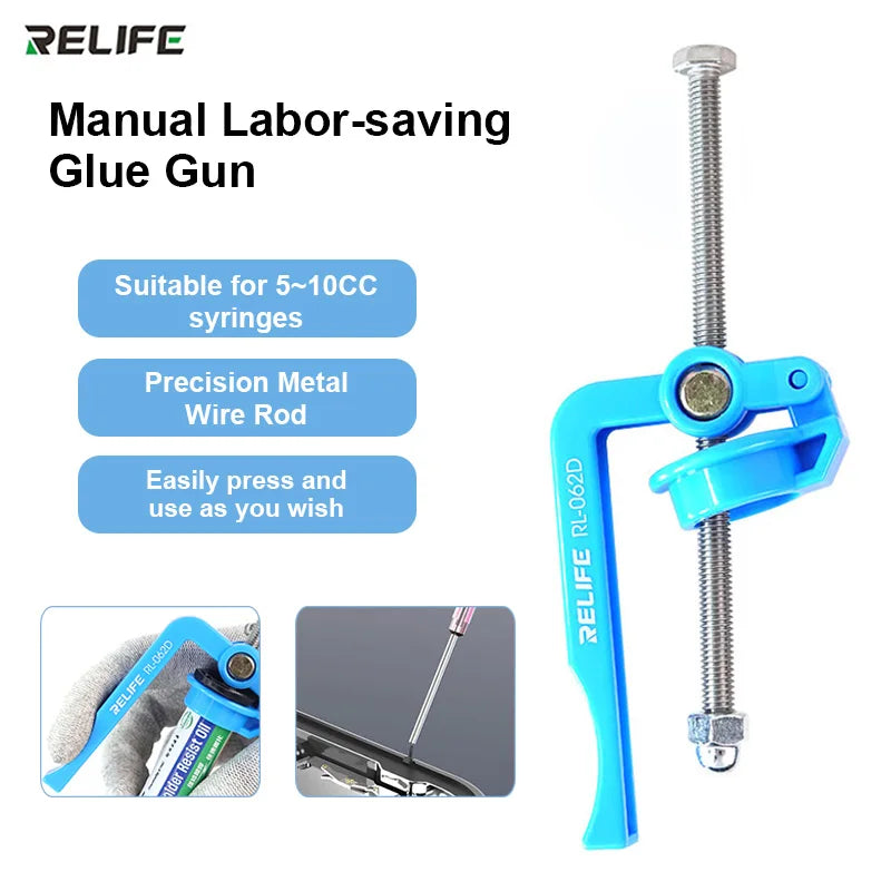 RELIFE RL-062D Manual labor-saving glue gun Suitable for 5-10CC syringe soldering oil/UV solder mask oil/structural adhesive