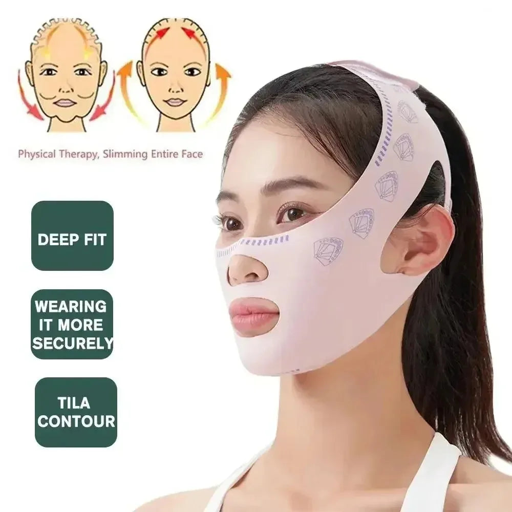 1 masque liftant réglable en V, bandage de remodelage du visage respirant et confortable réutilisable pour la réduction du double menton, le raffermissement, cadeau