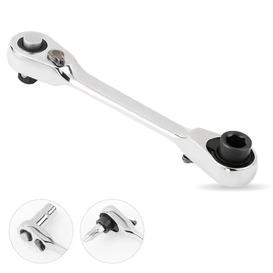 Mini Treble 1/4 Ratchet Wrench Double Ended Ouick Socket Screwdriver Hex Torque Wrenches Set 2-in-1 Spanner Hand Repair Tools - Shoppiline