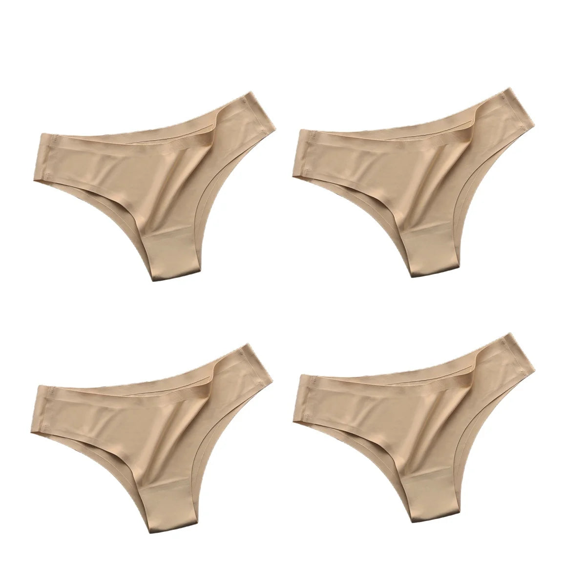4PCS/Set Seamless Brazilian Panties Women's Sexy Lingerie Cool Ice Silk Low Waist Briefs Soft Solid Ultra-thin Bikini Underwear