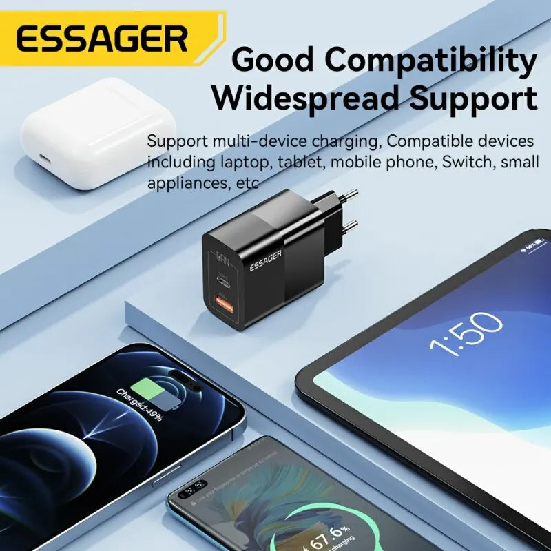 Essager USB C Charger 33W GaN Type C PD Fast Charging For iPhone 14 13 12 11 Pro Max XS 8 P For iPad Pro Air iPad Mini - Shoppiline