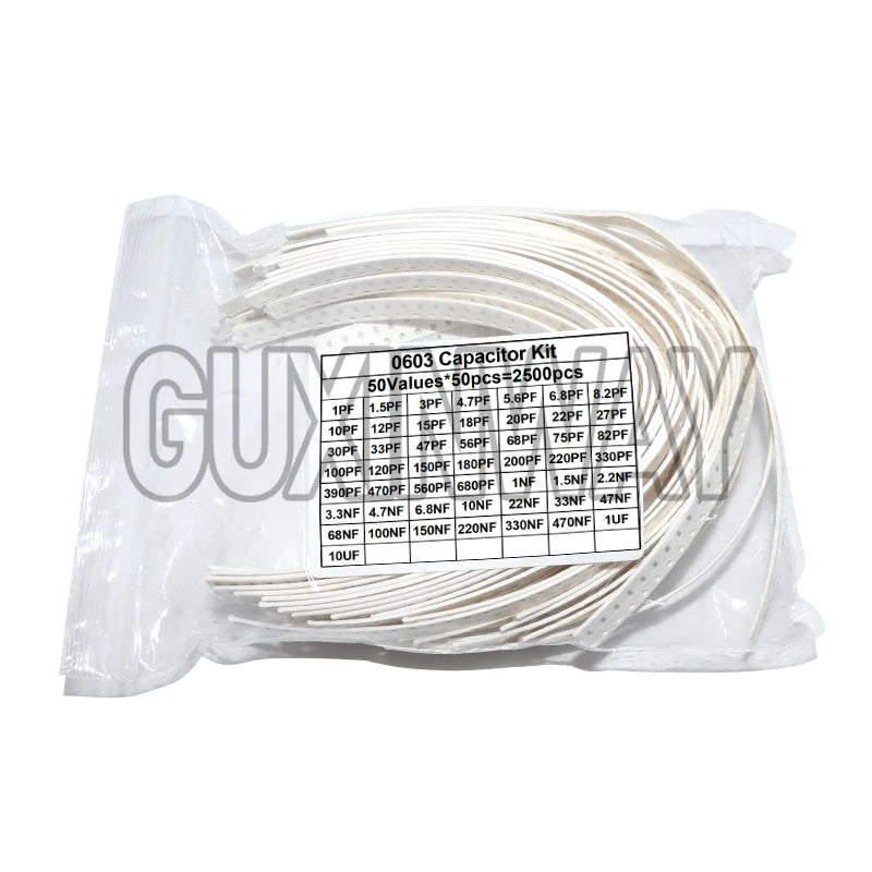 2500pcs 0402 0603 0805 SMD Ceramic Capacitor Assorted Kit 50Values 1pF - 10uF 100PF 10NF 100NF 0.47UF 1UF Chip Capacitance Set - Shoppiline