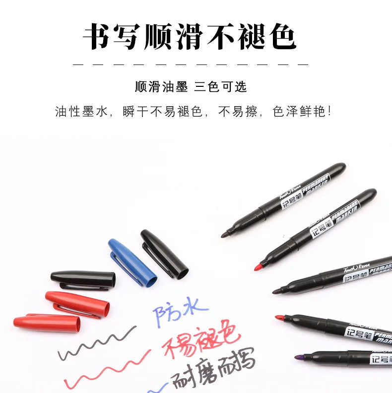 6 PCS Permanent Marker Pen Manga Drawing Markers Black Blue Red Waterproof Ink Sketch Pens Stationery Art School Supplies - Shoppiline