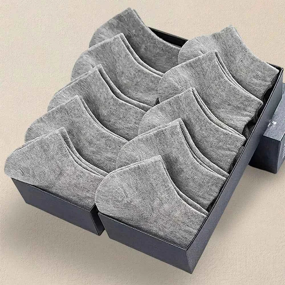 5/10 Pairs Men's  Boat Socks Business Sport Sweat Absorption Mature Summer Autumn Solid Color Non Pilling Versatile Ankle Socks