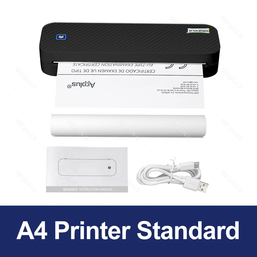 Portable A4 Thermal Printer Bluetooth Photos PDF Document Printing Machine Folded Rolls Paper For Office Work Home School Travel - Shoppiline