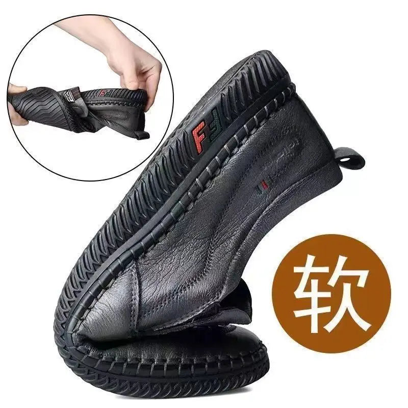Mens Leather Loafers Non Slip Walking Flats Breathable Outdoor Slip on Casual Shoes for Male Work Office Driving Sneakers2 - Shoppiline