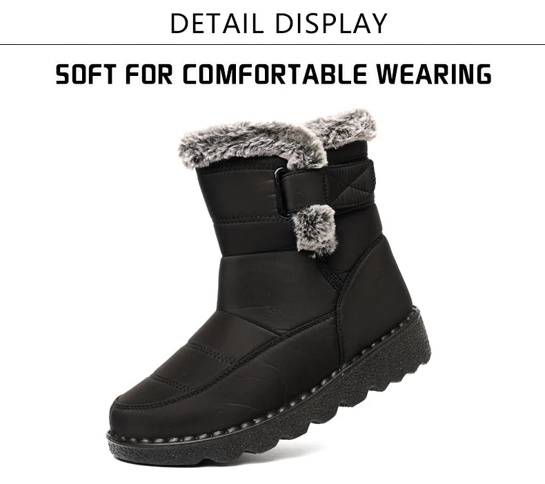 Winter Women Boots Waterproof Snow Boots Plus Size Casual Platform Ankel Boots Warm Fur Women Shoes Antislip Fashion Cotton Shoe