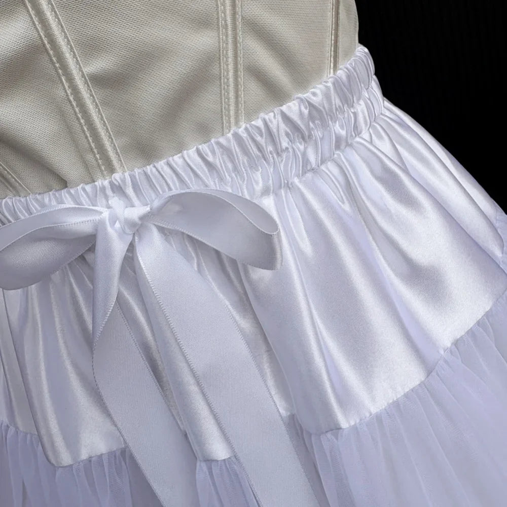 Lowest Pirce Womens 2-Layered Pleated Tulle Petticoat White Black Tutu Puffy Party Cosplay Skirt Lolita Cosplay Bridal Crinoline