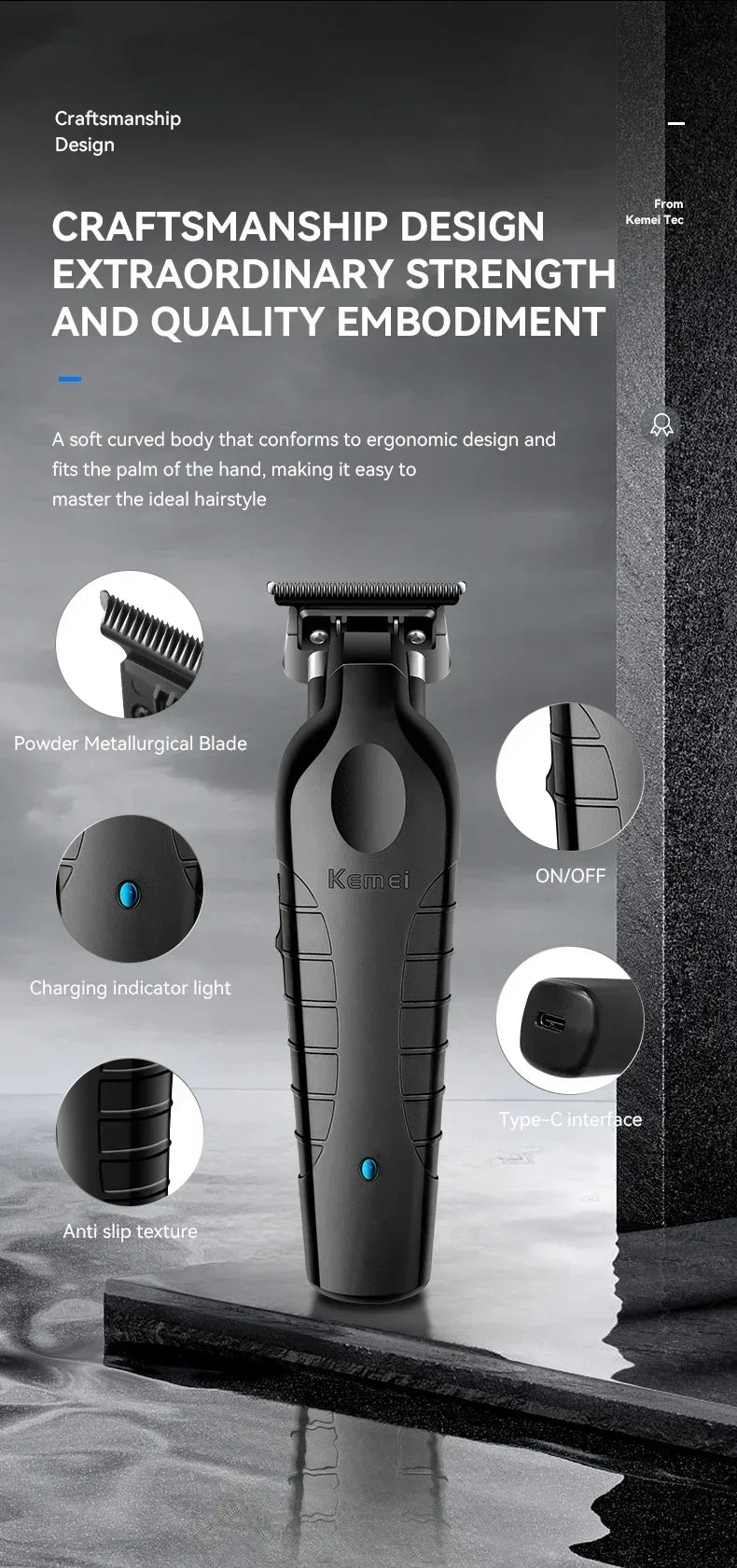 Kemei KM-2299 USB Fast Charging Clippers Barber Machine 1200MA Rechargeable Cordless Hair Trimmer Kemei Electric Hair Clipper