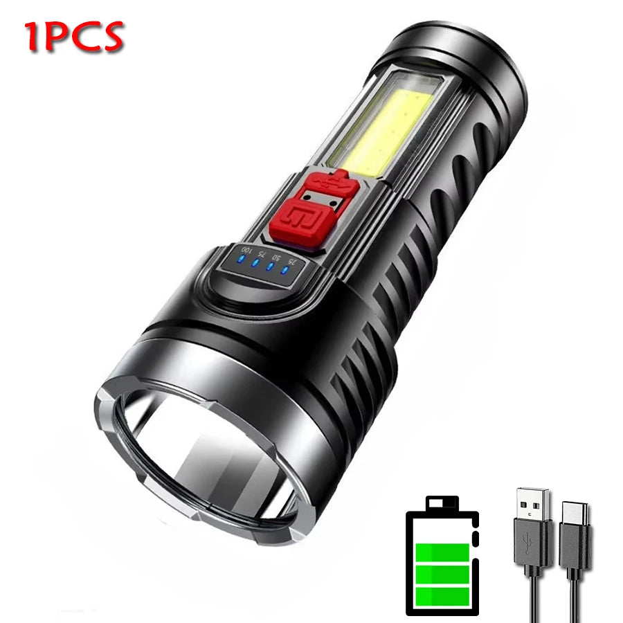 5 LED High Power Led Flashlights Rechargeable Camping Torch 5 Lighting Modes For Outdoor Camping Adventure Lamp with Side Light