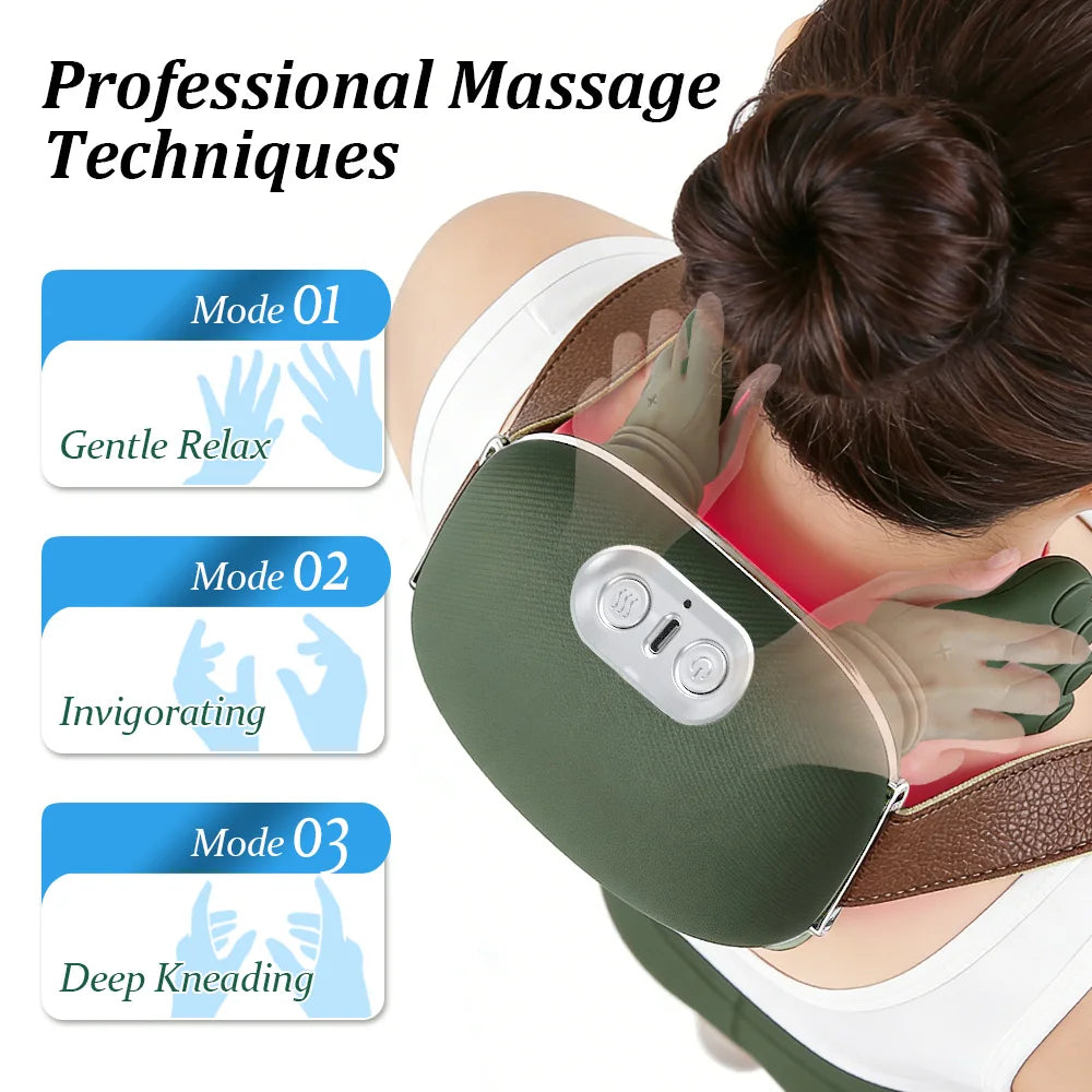 Bionic Neck Shoulder Massager Multifunctional 3-Level Cervical Massage Electric Heating Kneading Muscles Massage  Neck Waist Leg