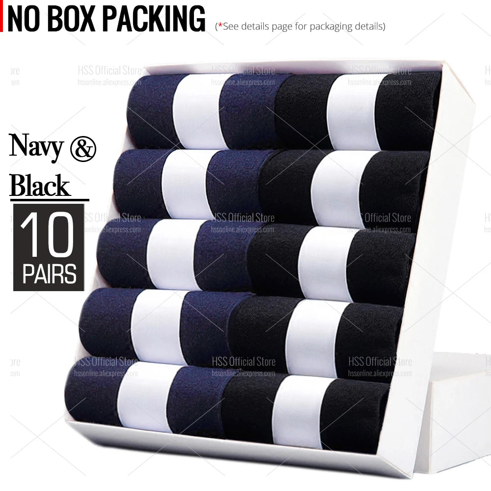 HSS Lot de 5/10 paires de chaussettes en mélange de coton pour hommes, noires, d'affaires, douces, respirantes, pour l'été et l'hiver, grande taille (6.5-14)