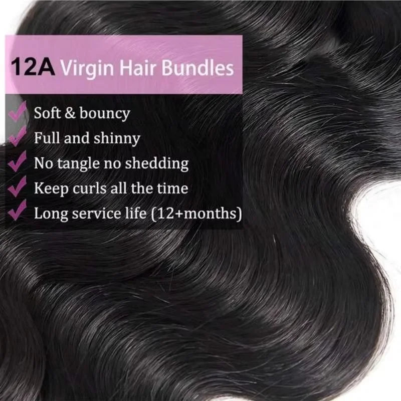 24 26 28 30 Inch Body Wave Bundles 100% Human Hair Brazilian 16A Remy Weave Raw Hair Unprocessed Double Weft Human Hair Bundles Extensions