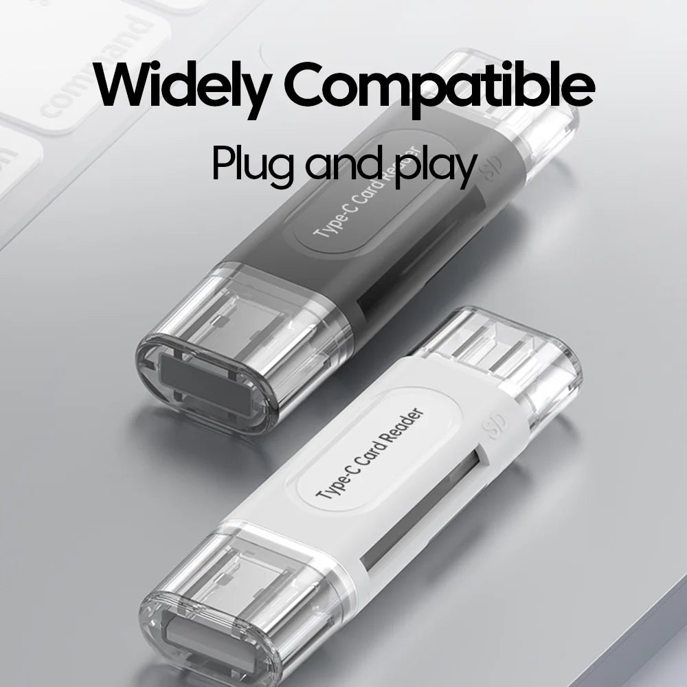 4 in 1 USB Type C Multifunction Card Reader SD TF Card Reader For IPhone15 16 PC Laptop USB2.0 Smart Storage Card Reader Adapter