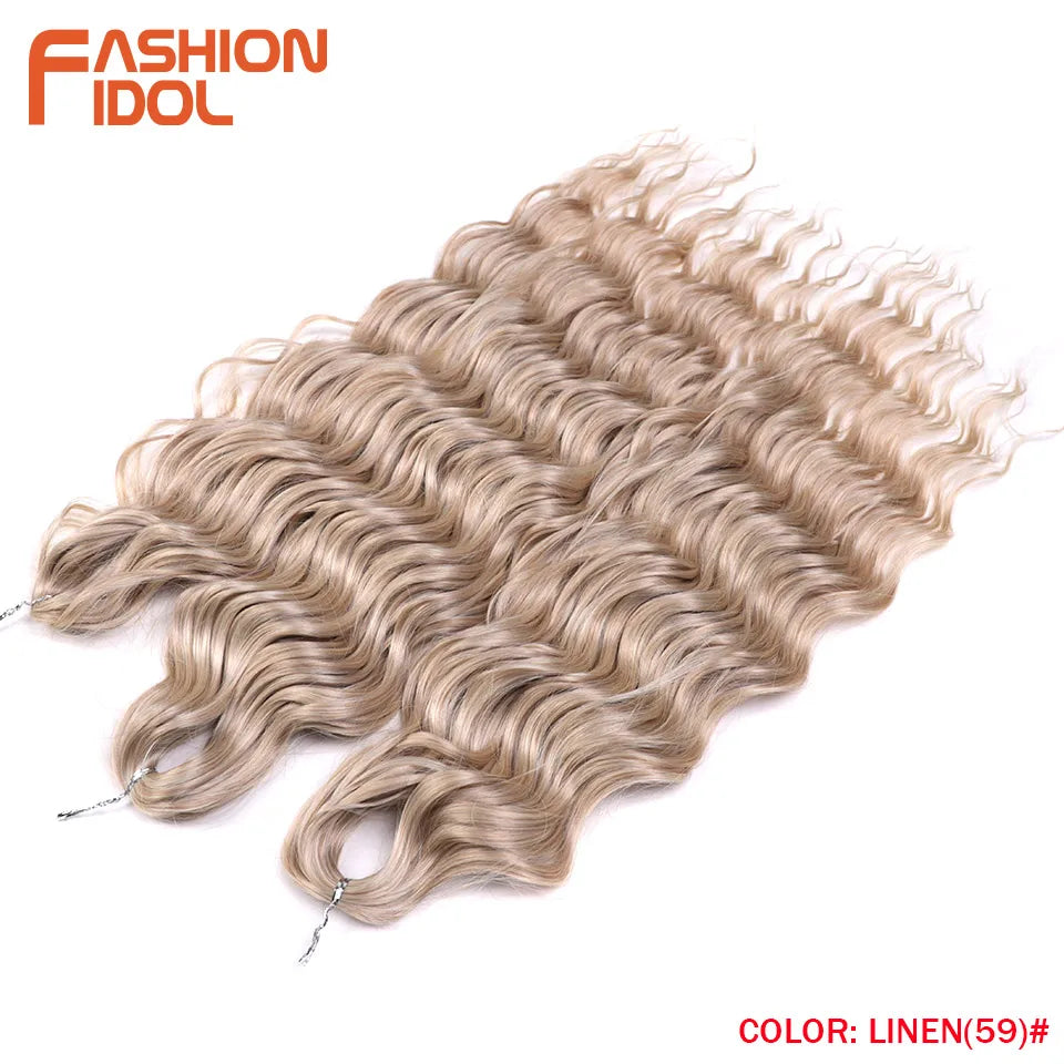 Anna Hair Extensions synthétiques de tresses Loose Deep Wave 24 pouces, cheveux tressés ondulés, cheveux bouclés torsadés au crochet Ombré Blond