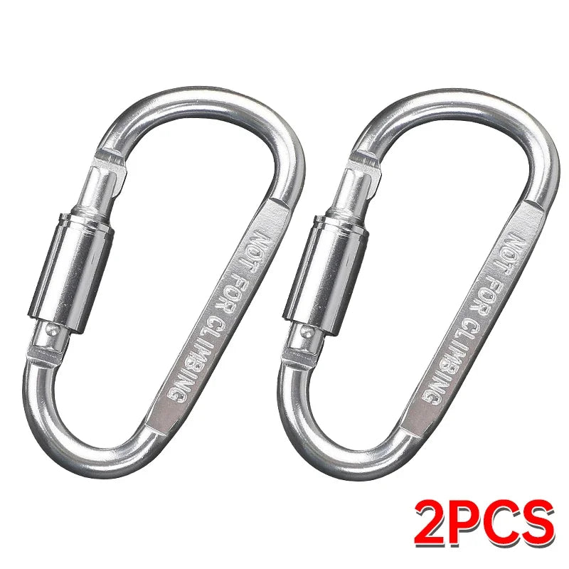 1-6PCS D-Shaped Carabiner Clips Heavy Duty Aluminum Alloy Quick Links for Backpack Keychain Outdoor Camping EDC Gear Accessories
