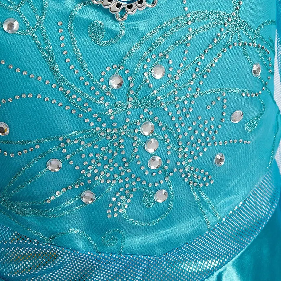 Halloween Elsa Kleid für Mädchen Kinder Party Prinzessin Kostüm Kinder Verkleidung mit langem Umhang Mädchen Schneekönigin Karnevalskleidung