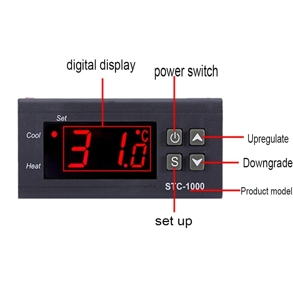 STC-1000 Digital LED Temperature Controller Heating Cooling Centigrade Thermostat 2 Relays Output with NTC Sensor Probe 12v 24v - Shoppiline