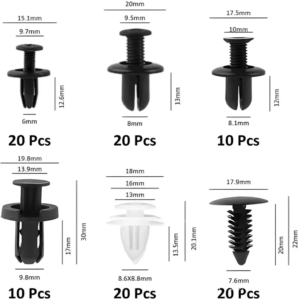 50-101PCS Auto Fastener Clips Kit Multi-Size Retainers For Car Fender Bumper Used For Auto Garage And Assembly