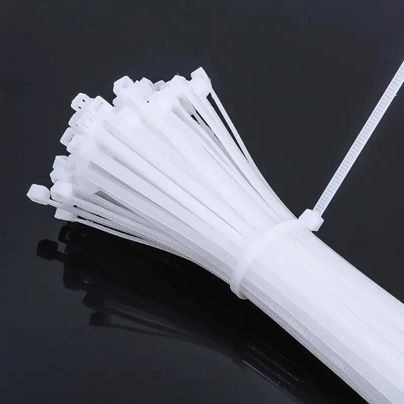 100PCS Plastic Nylon Cable Ties Self-locking Cord Ties Straps Adjustable Cables Fastening Loop Home Office Wire Zip Ties
