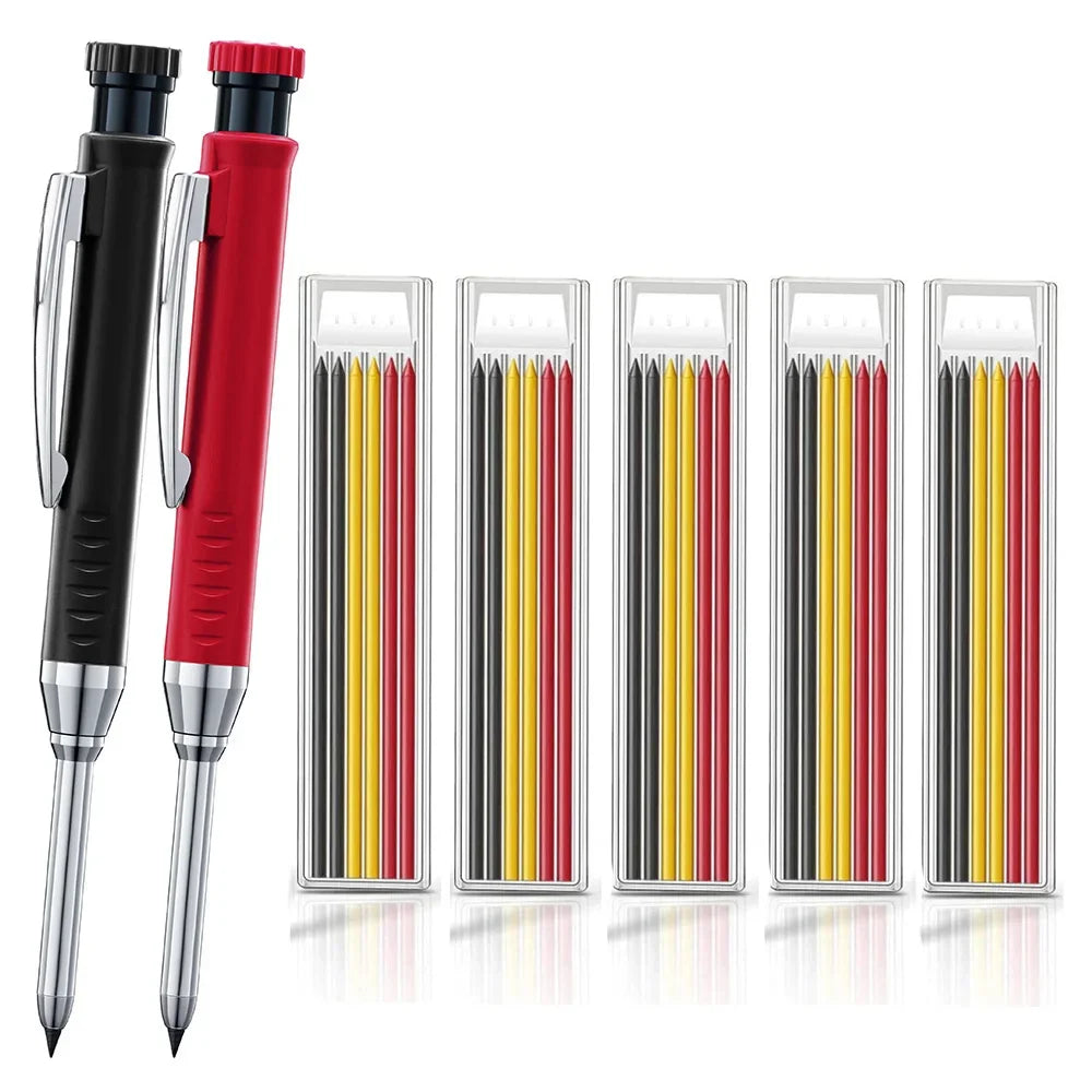 Woodworking Mechanical Pencil Set, Deep Hole Marking and Drawing, 2.8mm Reliable and Durable Lead, for Carpenters Engineering