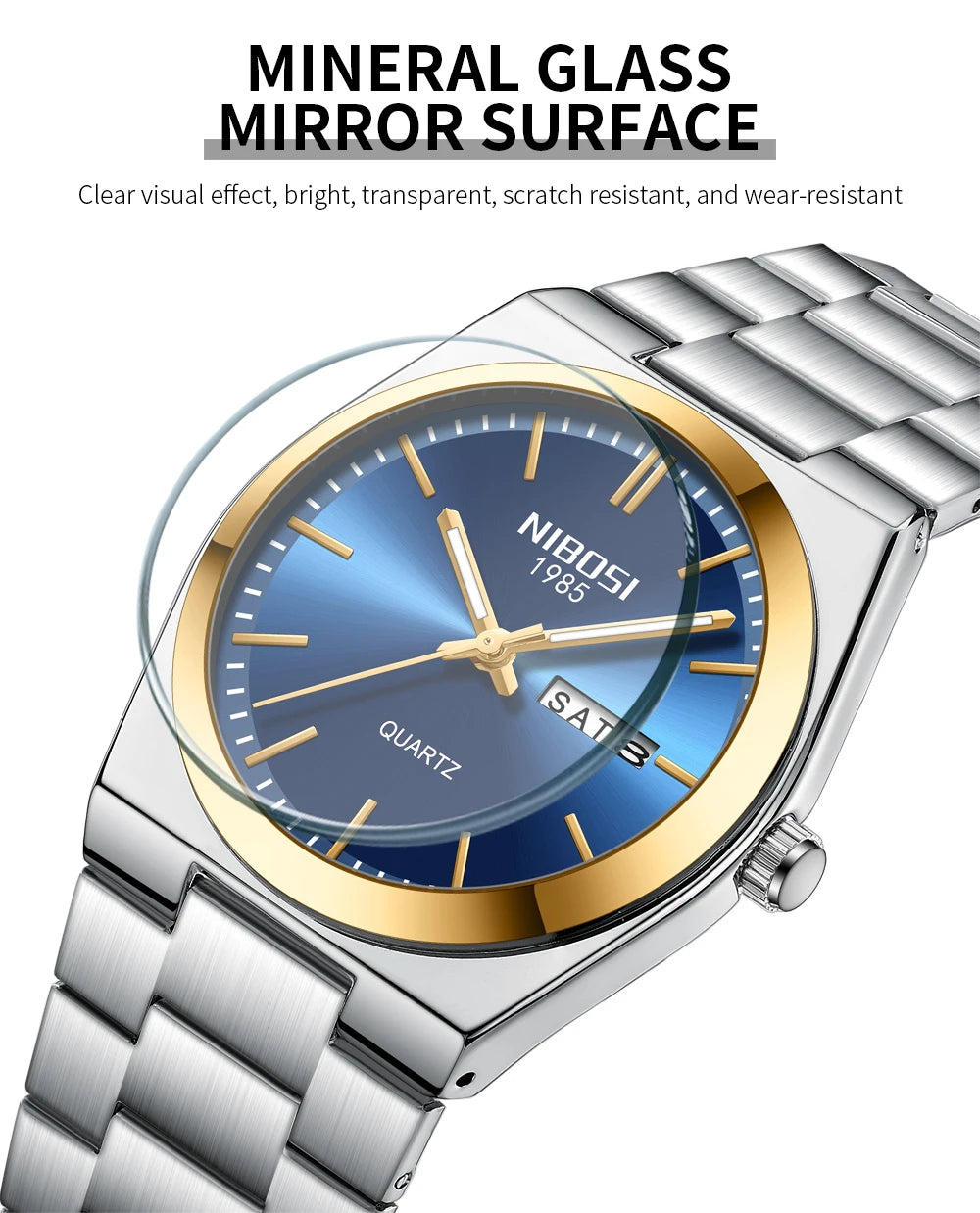 NIBOSI Luxury Watch For Man Waterproof Luminous Date Week Stainless Steel Men Watch Casual Quartz Men's Watches Male Clock+box