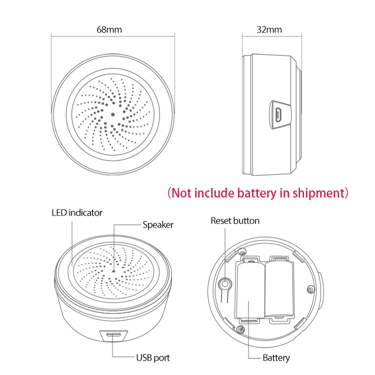 ONENUO Tuya Zigbee Smart Siren Alarm For Home Security with Strobe Alerts Support USB Cable Power and Built-in Battery - Shoppiline