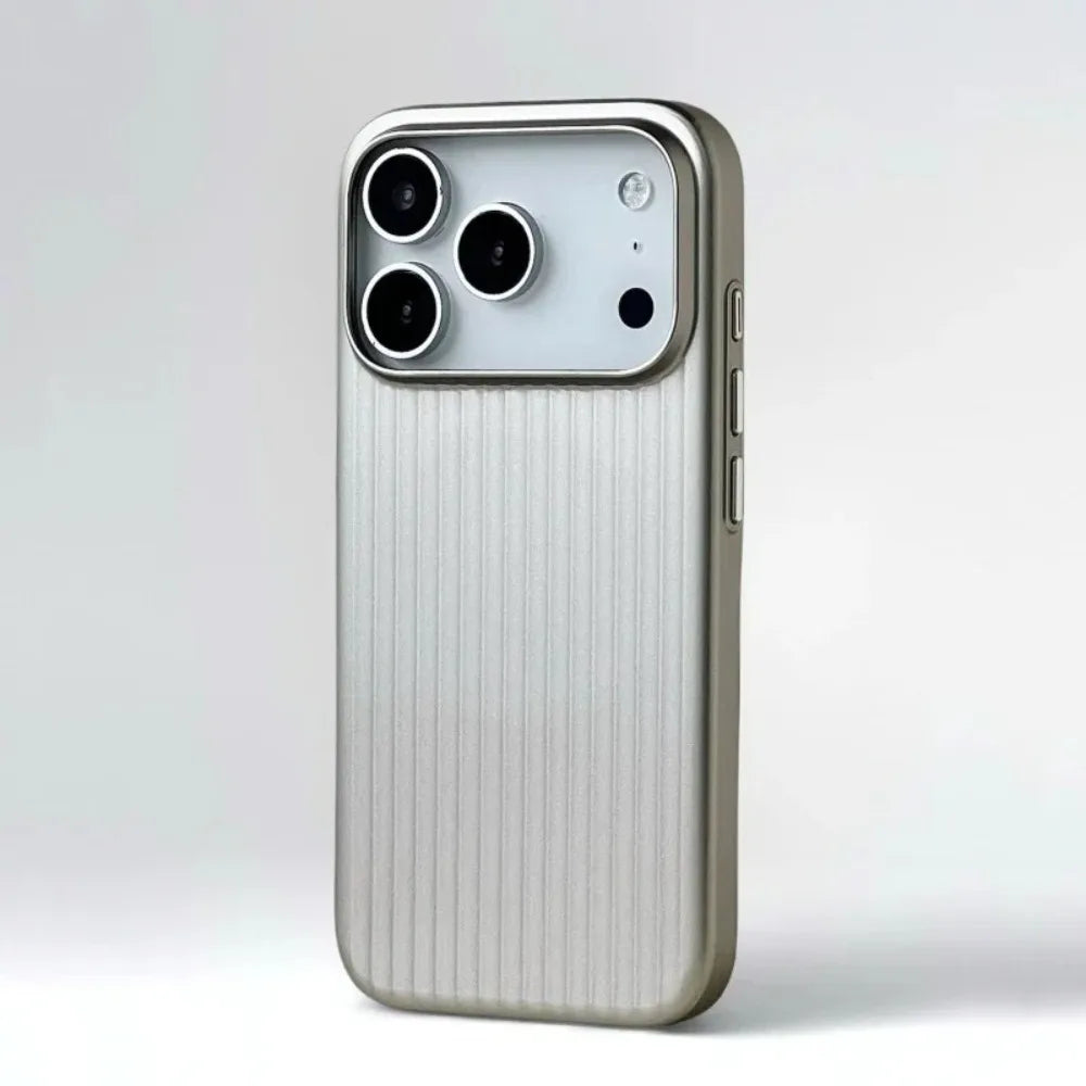 Luxury Stripes Metallic Paint Armor Case For iPhone 17 Air 16 15 14 13 Pro Max Shockproof Camera Protective Slim Matte PC Funda - Shoppiline