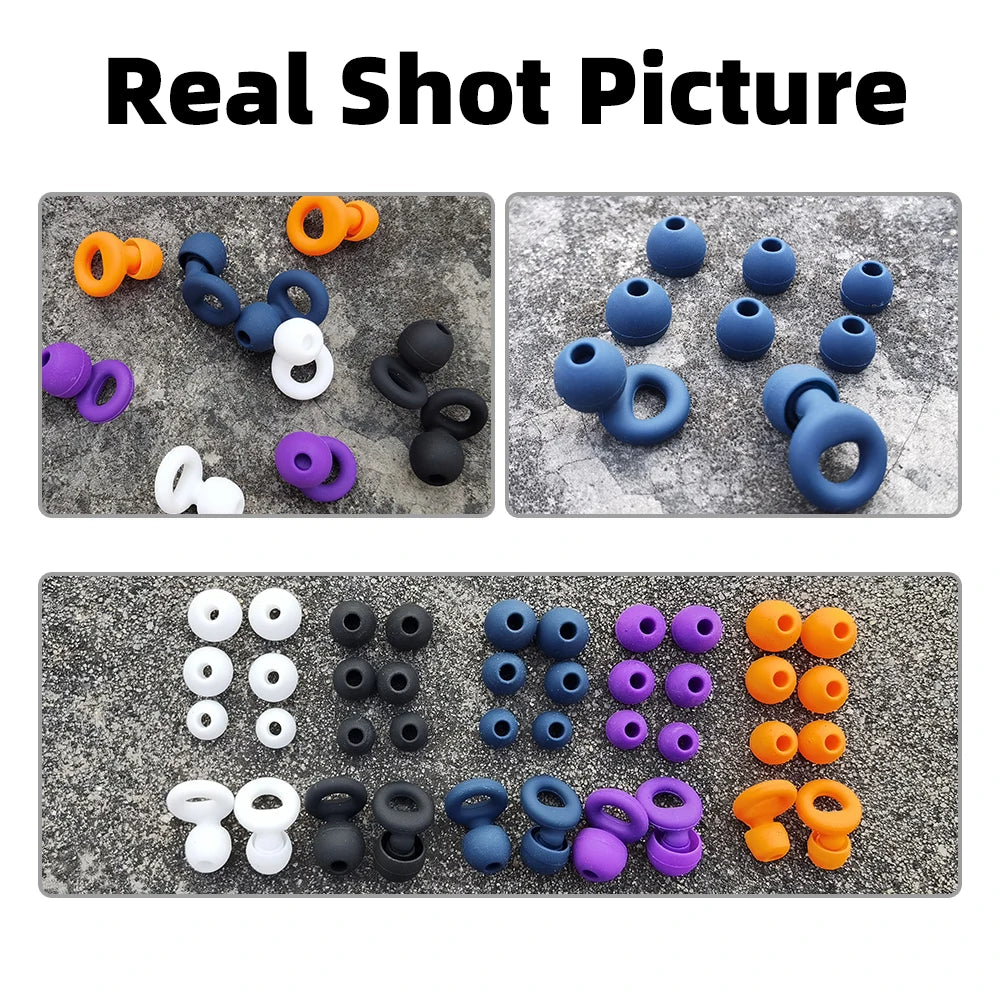 Plugs for Sleep,Swim, Work– Super Soft Silicone Ear Reusable Hearing Protection for Noise Reduction 8 Ear Tips in XS/S/M/L