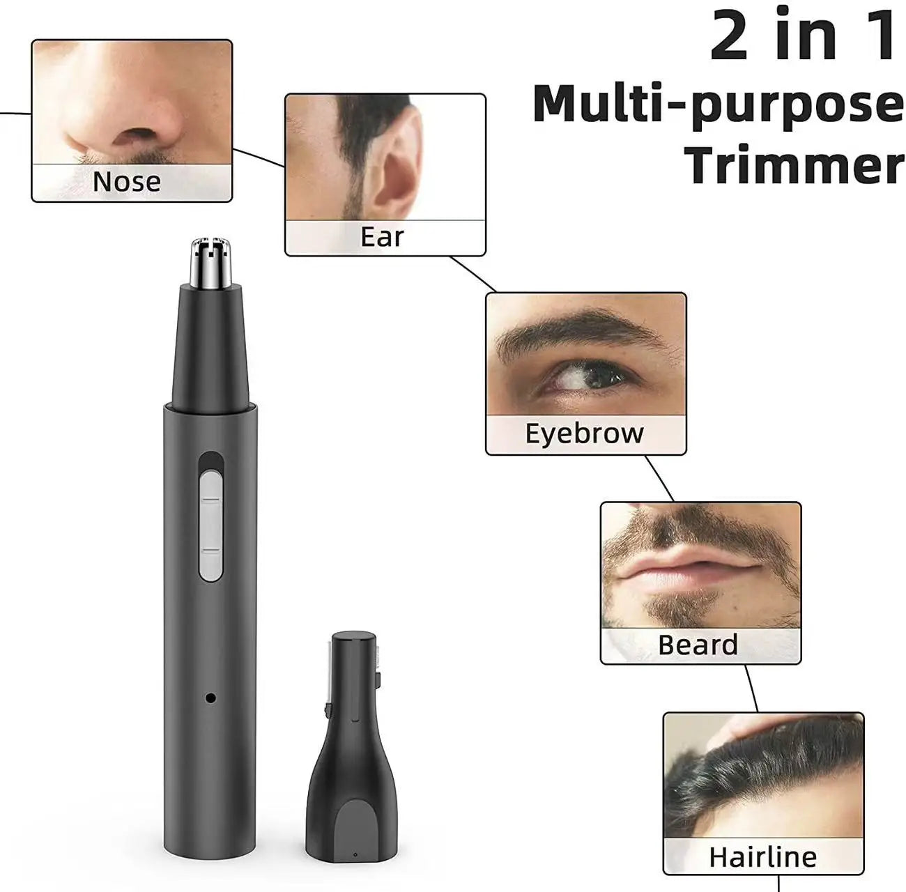 Three-in-One Electric Nose Hair Trimmer Aluminum Body USB Rechargeable Eyebrow Razor Portable Hair Remover for Cross-Border Use