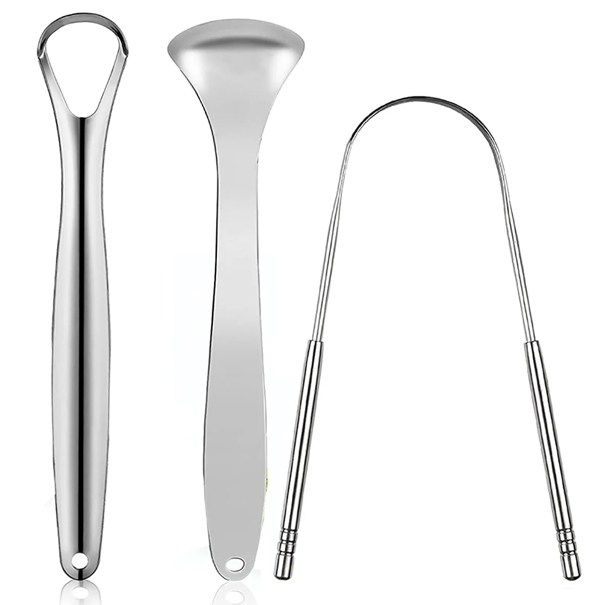 Premium 1/3 Stück Metall Zungenschaber für Erwachsene & Kinder, tragbare Zungenschaber aus Edelstahl zum Entfernen