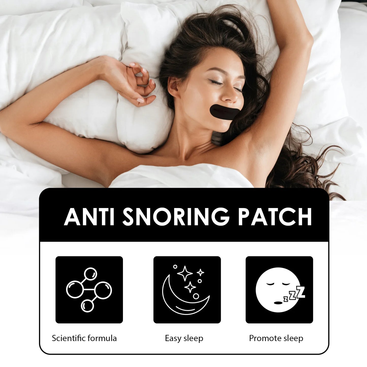 Autocollant anti-ronflement pour un meilleur sommeil, améliore la respiration buccale, réduit le ronflement, ruban correcteur de bouche pour adultes pendant le sommeil nocturne.