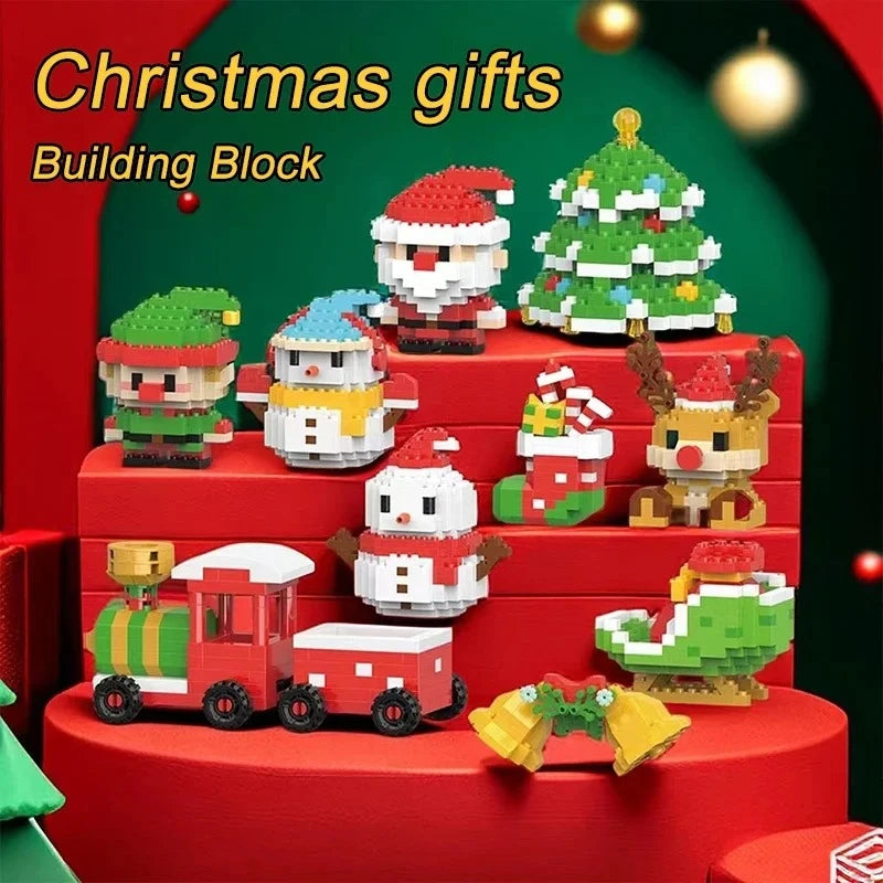 DIY Christmas Santa Claus Building Blocks Set Christmas Themed Brick Ornaments Mini Block Figures Christmas Birthday Gifts