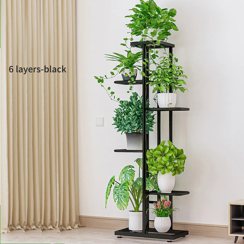 Cordlal Glänzender Blumenständer Eisen 6/7/8 Etagen Pflanzenhalter Ablageregal Topfregal Organizer Hausgarten-Dekoration