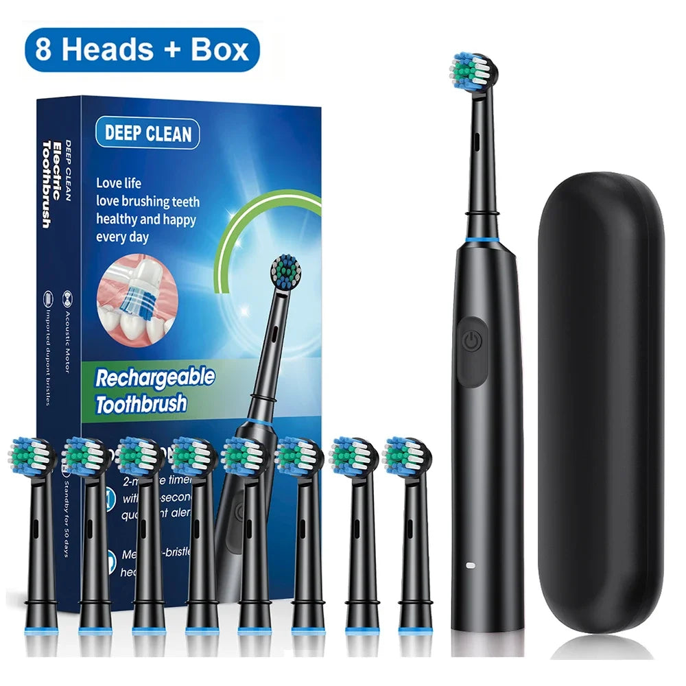 HOMEFISH Bestselling 5-Speed Rotating Electric Toothbrush 360° Rotating Soft Bristle Head Waterproof Sonic Rechargeable