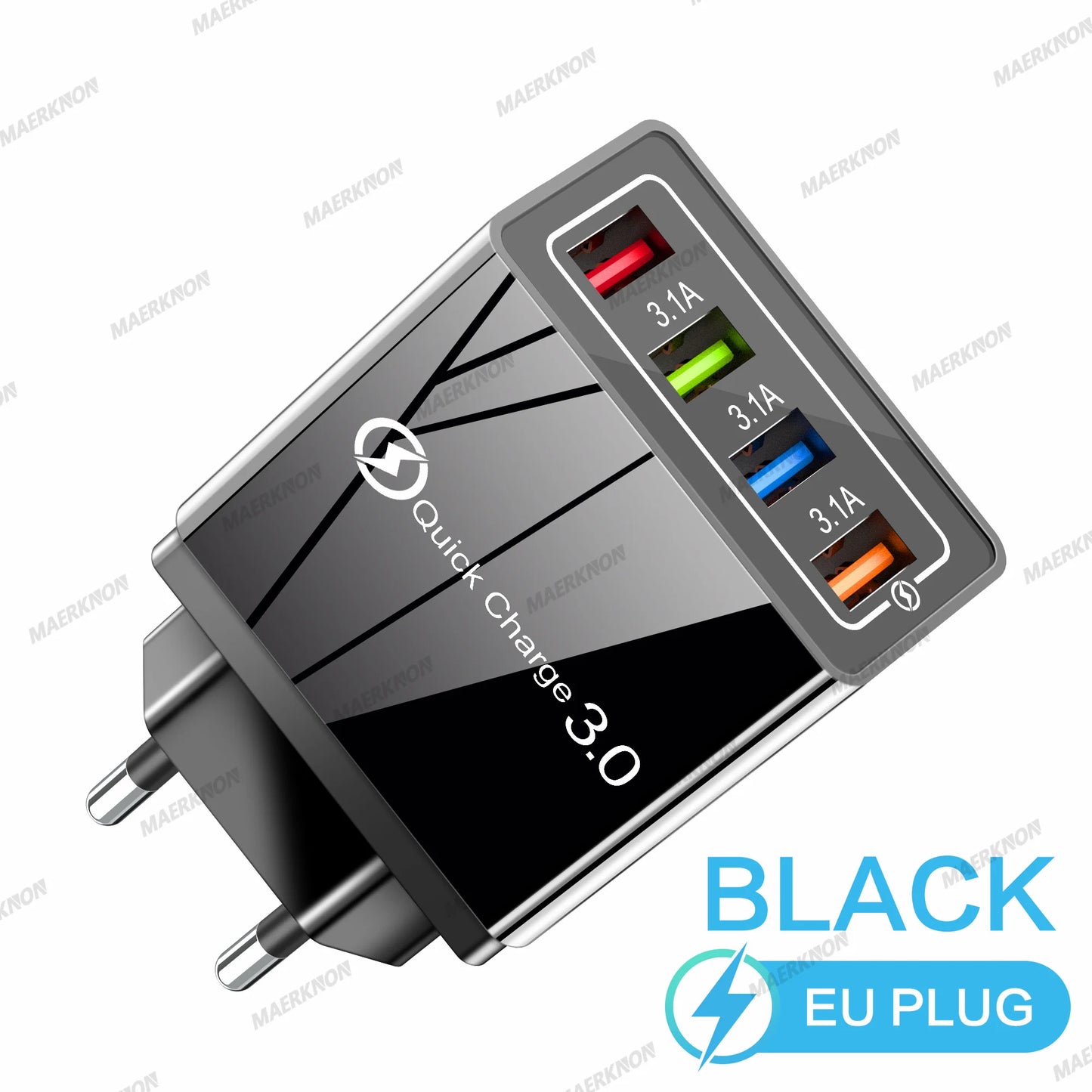3A USB Charger 4 Ports USB Quick Charge 3.0 EU US Plug For iPhone Samsung Xiaomi Poco Fast Charging Mobile Phone Charger Adapter