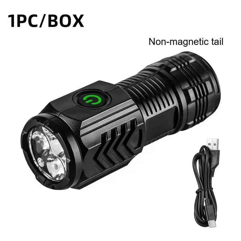 Three-eyed monster LED flashlight, a must-have for night travel, portable, high brightness, strobe lighting