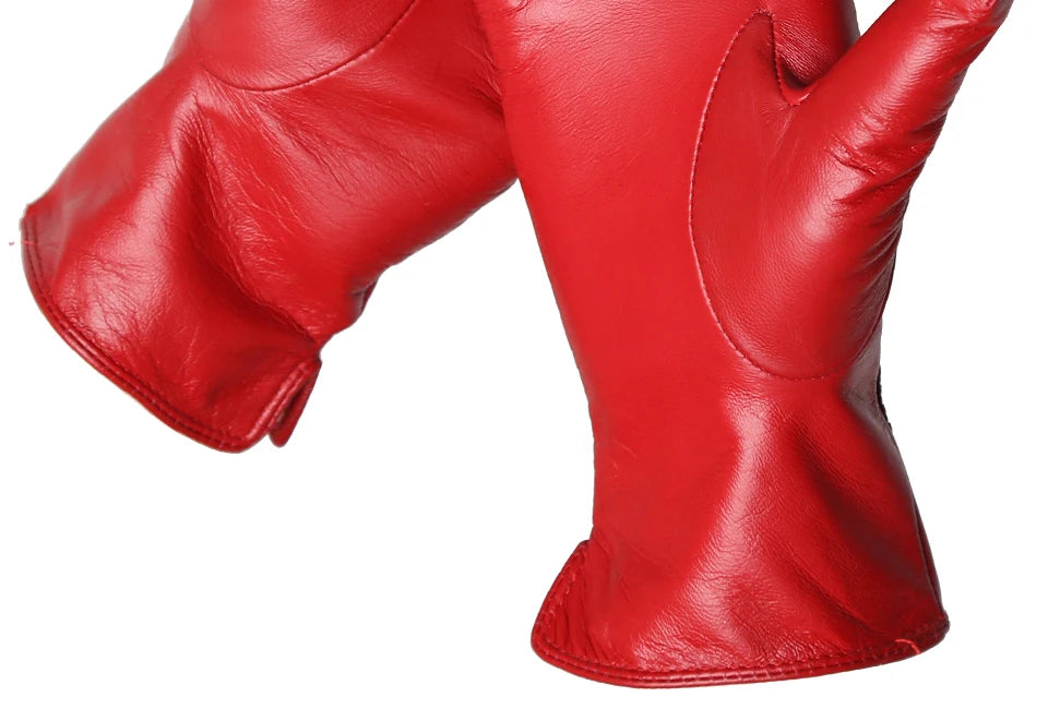 Women's sheepskin gloves winter warm plus velvet short thin touch screen driving color women's leather gloves good quality -2226