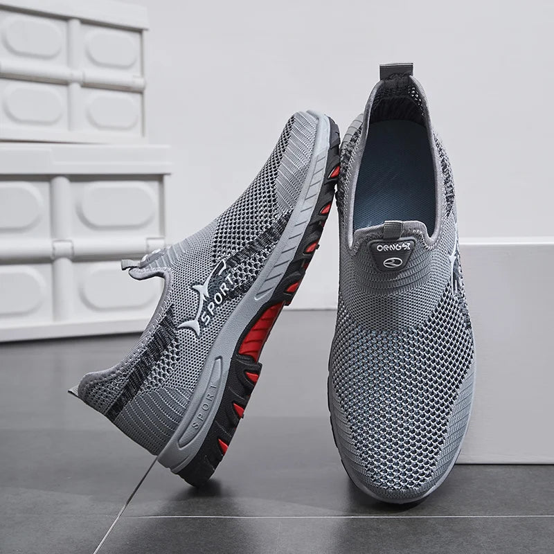 Men's Lightweight Slip-On Sneakers - Non-Slip Casual Shoes Suitable for Hiking, Everyday Wear, and Outdoor Adventures, Black Low-Top Fabric Design with Synthetic Sole, Round Toe, Ideal for Spring and Autumn, Hiking Gear