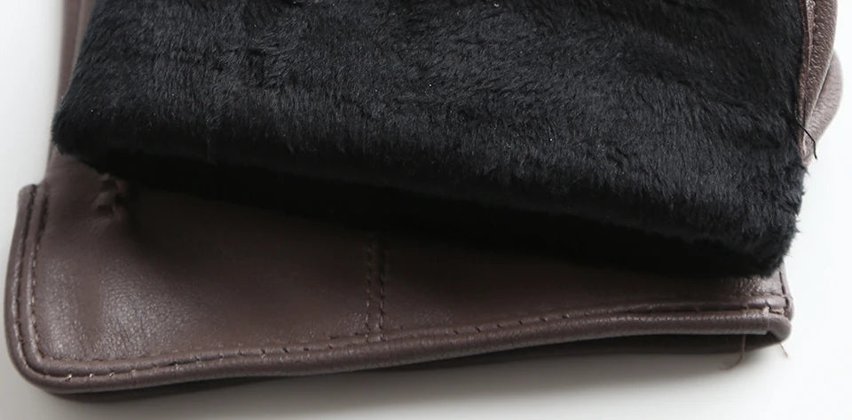 Women's sheepskin gloves winter warm plus velvet short thin touch screen driving color women's leather gloves good quality -2226
