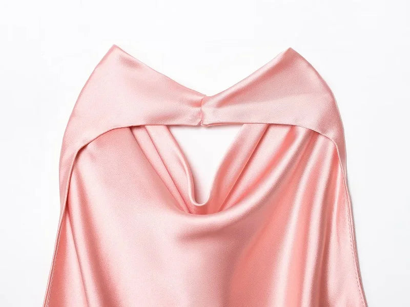 MUJER 2026 Halter Tops for Women Black Satin Backless Top Female Pink Summer Beach Top Woman off Shoulder Camisole Top Women