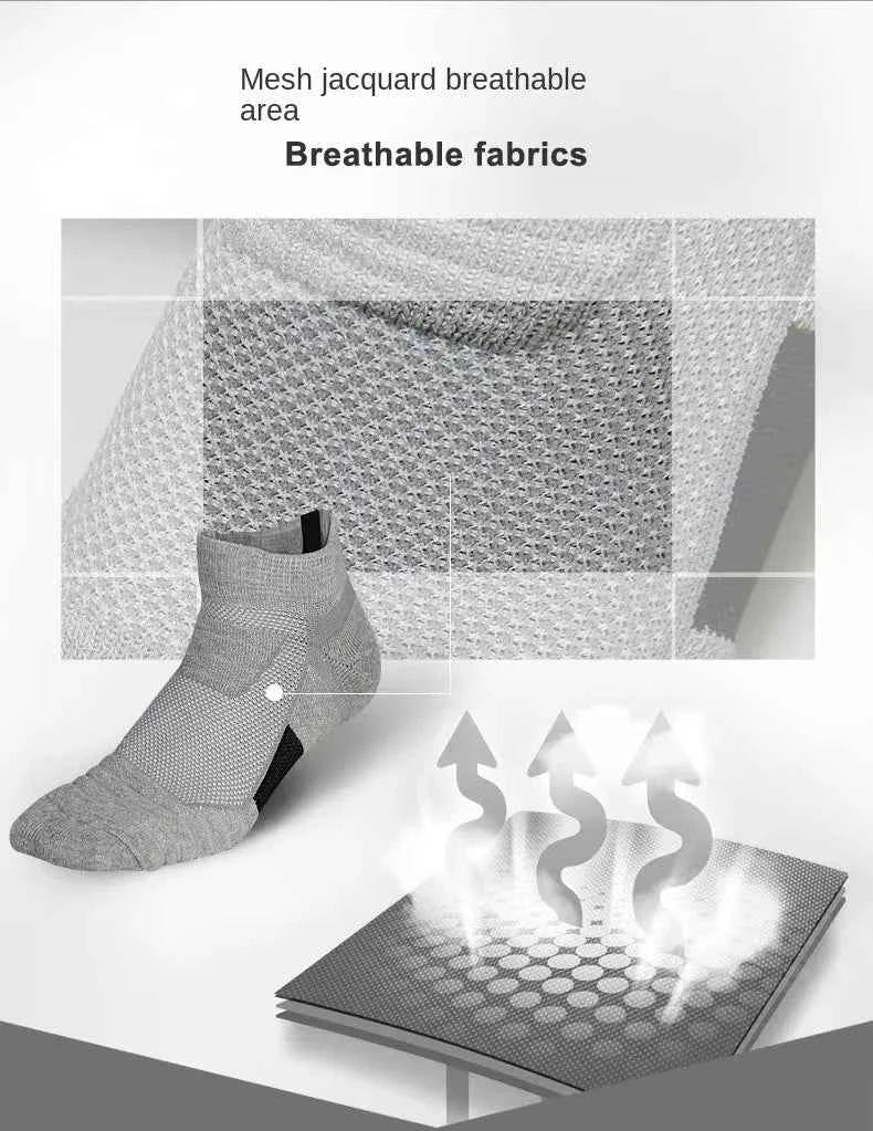 3 Pairs Breathable Mesh Athletic Terry Socks Cushioned Moisture-managing and Durable Reduces Foot for Running Hiking & Sports
